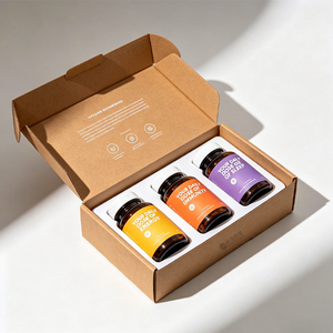 Boîtes d'expédition en carton ondulé certifiées FSC personnalisées avec insert pour le transport de vitamines et de protéines en poudre - Product Image 3