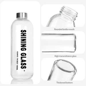 Hot Bán Biểu Tượng Tùy Chỉnh 500Ml 750Ml 1000Ml Rõ Ràng Rỗng Xách Tay Thể Thao Chai Thủy Tinh Cho Nước Và Nước Trái Cây Với Vít Cap Niêm Phong - Product Image 6