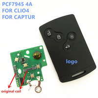 Clé de voiture à distance à 4 boutons, système intelligent sans clé, entrée sans clé, 433 MHz, 4A Pcf7945, clés de véhicule passives, Clio IV 2009-2015, Captur 2013-2017