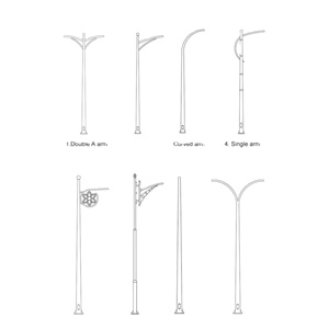 Poteau d'éclairage urbain simple de haute qualité en acier conique rond galvanisé à chaud, disponible en 3m, 4m, 5m, 6m, 8m, 10m, 12m - Product Image 1