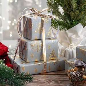 Wedding Christmas Christmas Tree <b>Pattern</b> 3D Gold Foil Gift Wrapping <b>Paper</b> in Multiple Colors Available for Customization - Product Image 2
