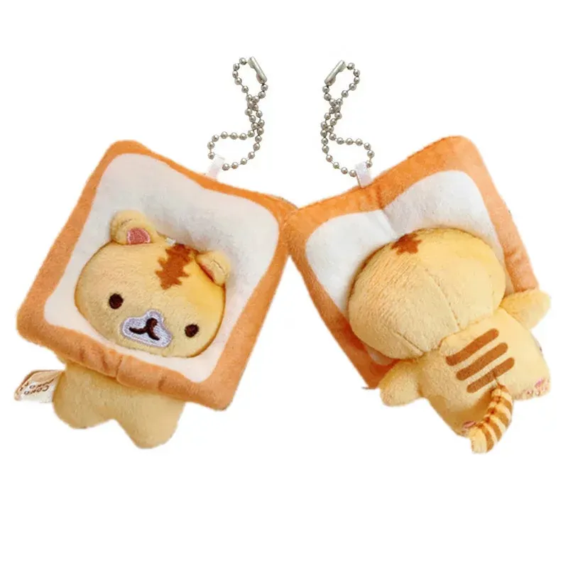 Super Cute Roti Panggang Roti Kucing Mini Mainan Mewah Tergantung Boneka Jepang Hot Anime Gambar Kucing Keju Roti Plushie Tas dekorasi Aksesoris