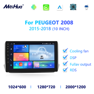 Meihua 10 ''car DVD đài phát thanh android12 xe Stereo cho Peugeot 2008 xe Stereo Bảng điều khiển Bảng điều khiển Carplay Android Auto GPS bt5.0 FM RDS - Product Image 2