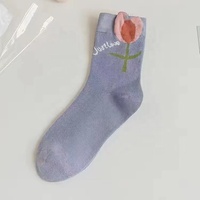 Vente en gros de chaussettes tulipe tendance printemps et été Chaussettes en coton à fleurs élégantes pour femmes