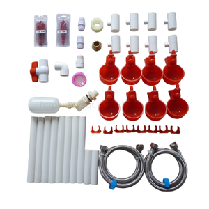 Nouveau kit de système d'abreuvement automatique pour volailles de 48 pièces, avec 8 abreuvoirs rouges à tétine, accessoires complets pour abreuvoirs de volailles, valve flottante et <span class=keywords><strong>tuyau</strong></span> - Product Image 3