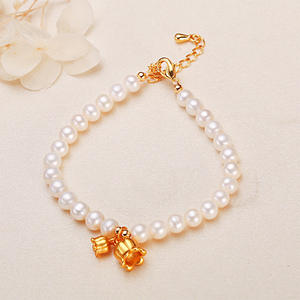 Joyería de Perlas Genuinas de Zhuji, Perlas de Agua Dulce Casi Redondas con Ligeras Imperfecciones, Nuevo Estilo de Orquídea de Campana, Pulseras de Moda con Dijes, Venta al por Mayor - Product Image 2