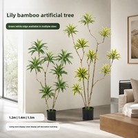 Tanaman Pot Artifisial PU Sutra Berkualitas Tinggi, Mirip Asli, Bunga Lily, Bambu, Ficus Bengal, Hiasan Lantai, Dekorasi Rumah & Luar Ruangan, Impor