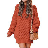 Pull à manches longues personnalisable pour femmes, couleur unie, col rond, tricots grande taille, style décontracté pour l'hiver
