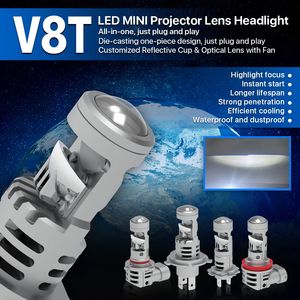 H7 H18 Mini lente Led faro bombilla 80W Canbus 10000LM H4 H19 H8 H11 9005 9006 Auto Led lámpara blanca ventilador diseño accesorios de coche - Product Image 3