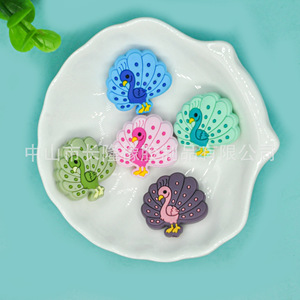 Perles de dentition en silicone en forme de paon, de qualité alimentaire, pour bébés de 0 à 24 mois, unisexe, jouet souple, accessoires DIY - Product Image 2