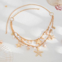 Bijoux pour femmes, chaîne de corps, chaîne de taille, bijoux plaqués or, bijoux en coquillage perlé, pendentif étoile de mer, chaîne de ventre, plage