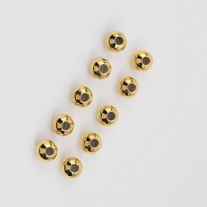 14K Gold Plated Round <b>Beads</b> Iron Hollow Spacer <b>For</b> <b>Bracelet</b> Making - Product Image 2