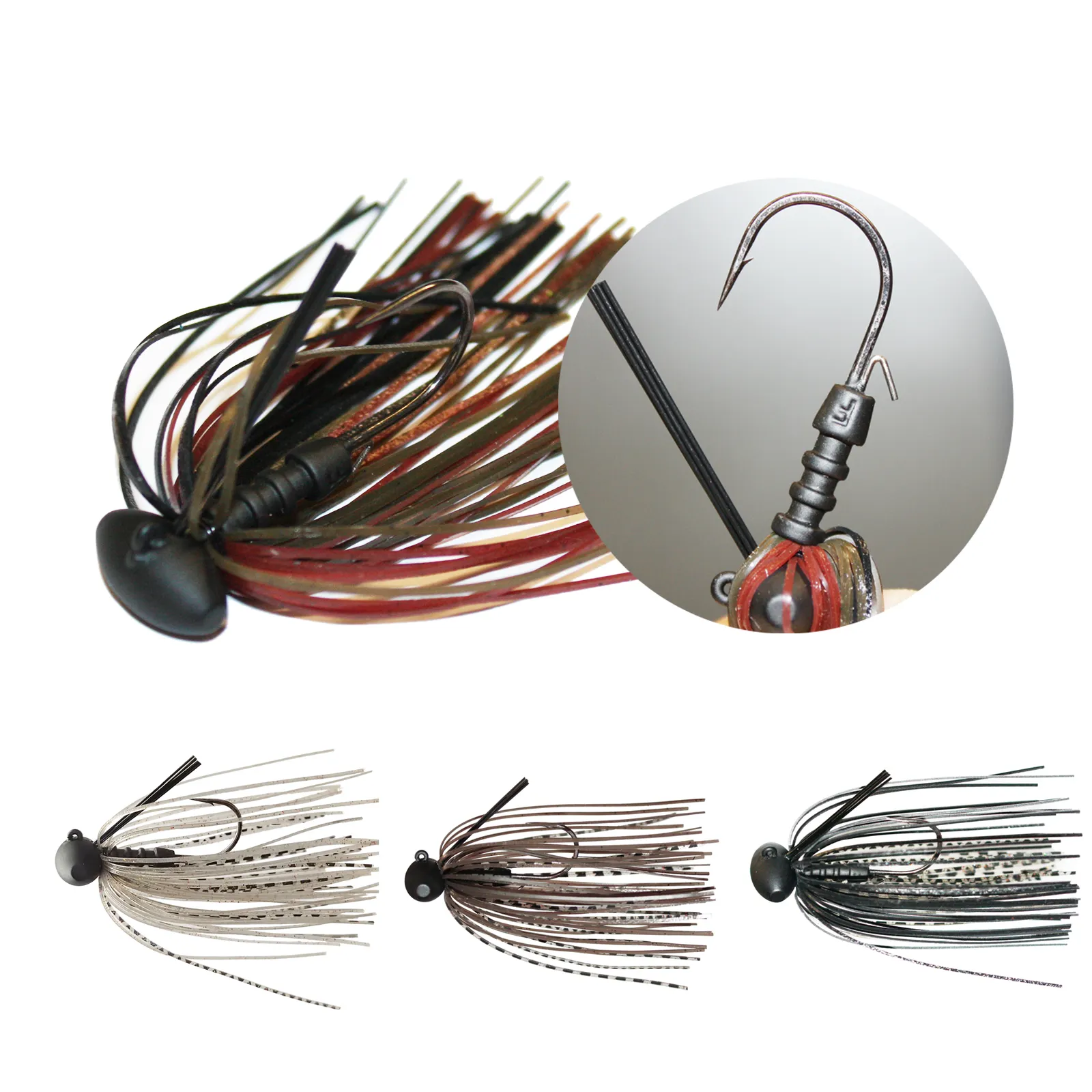 Pesca all'ingrosso basso soild tungsteno tungsteno finesse jig calcio con esca in gomma jigs