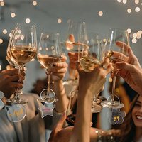 Breloques de verre à vin en acrylique vierges pour sublimation avec anneaux métalliques – Marqueurs de verre à vin DIY, étiquettes de tasses, porte-clés