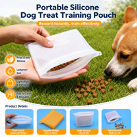 Sac de dressage pour chien en silicone étanche, couleur unie, en stock, pour promenades et friandises