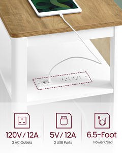 <span class=keywords><strong>Table</strong></span> d'appoint de salon avec station de recharge, design moderne de style côtier pour petits espaces - Product Image 4