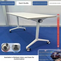 Mesa de Conferencia Plegable de Madera, Mesa de Entrenamiento Móvil, Muebles de Oficina Minimalistas Modernos para Exteriores, Escritorio Individual para Estudio