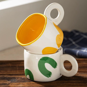 High Aesthetic Western Cartoon Porcelain Coffee Tea Mug Underglaze Colored Dishwasher Microwave Safe Reusable Customizable - Product Image 3
