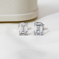 Prêt à expédier MSE-368 Boucles d'oreilles en or blanc 9K avec diamant émeraude 1 carat, boucles d'oreilles à clous tendance
