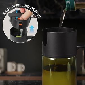 ขวดสเปรย์น้ำมันแก้วทรงกระบอกกันแสงขนาด 500 มล. พร้อมดีไซน์สั่งทำพิเศษสำหรับทำอาหารและหม้อทอดไร้น้ำมัน (สีดำ) - Product Image 4