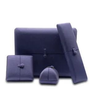 China Snap button Blue PU Leather Jewelry Packaging Boxes for Gift Jewelries