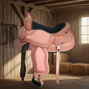 Selle Western en cuir de vachette poli écologique, type split, taille standard, pour l'équitation - Product Image 2