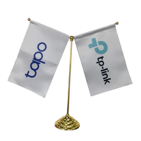 2024 gros bureau Logo personnalisé drapeau support en acier inoxydable pôle Table drapeaux Mini bureau intérieur décoratif bannière support