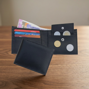 2026 Fashion Men's Genuine Leather <b>Wallet</b> Customize Logo RFID Blocking Slim Style Button Closure-Luxury Brand <b>Smart</b> Card Holder - Product Image 3