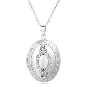 High Quality Retro Stainless Steel <strong>Locket</strong> Necklace <strong>Oval</strong> <strong>Shaped</strong> <strong>Locket</strong> Pendant 18k Gold-Plated Photo Necklace - Product Image 4