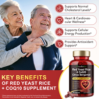 Acentiallabs Vente en gros 180 capsules d'extrait de levure de riz rouge Coenzyme Q10, compléments naturels pour la santé cardiaque et le soutien du cholestérol