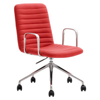 Chaise de bureau en cuir haut de gamme simple et moderne avec base à 5 étoiles et accoudoirs en métal pour les réunions, la formation, l'utilisation à domicile et sur ordinateur