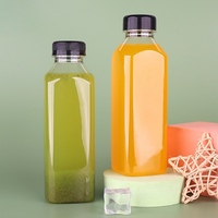 Bouteille de boisson en plastique transparente carrée de 500 ml de qualité alimentaire, personnalisée, avec bouchon à vis anti-effraction, sans BPA, service OEM/ODM