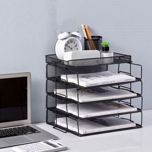 Estante de Pared de Metal con Malla Metálica, Estante de Almacenamiento de Periódicos y Revistas de Cinco Niveles, Estante para Archivos A4, Almacenamiento de Oficina - Product Image 2