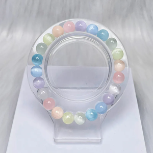 8mm Coated Selenite Beaded <b>Bracelet</b> Transparent Gypsum Crystal For Energy Cleansing <b>Chakra</b> Healing Spiritual Growth - Product Image 1