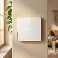 Interrupteur tactile intelligent 86 EU 1 voie Zigbee double mode pour application Smart Life Alexa Google Home, panneau en verre concave, fil neutre requis