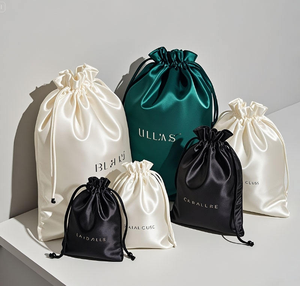 <b>Satin</b> Drawstring Pouches Small Size Polyester Minimalist Style Portable Storage Bag with Custom Logo for Jewelry and Cosmetics - Product Image 2