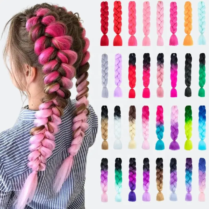 Flechten von Haaren XPressio Pre Stretched Ombre Jumbo Braids 24 Zoll synthetische Haar verlängerung Verpackungs box für Frauen 100g