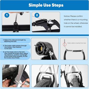 Juego completo de frenos de bicicleta universales tipo V, cables exteriores interiores delanteros y traseros MTB, incluye pinzas de palanca de frenos, frenos de bicicleta - Product Image 5