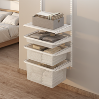 Panier empilable en fil d'acier blanc, panier rectangulaire en maille avec poignées pour le rangement de la cuisine, du placard et de la maison