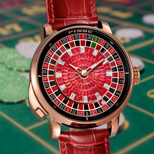 <span class=keywords><strong>Orologio</strong></span> Meccanico OEM ODM con Quadrante Rotante Stile Roulette, Cristalli Rossi Baguette, Logo Personalizzato, <span class=keywords><strong>Cinturino</strong></span> in Acciaio Inox e <span class=keywords><strong>Pelle</strong></span> - Product Image 2
