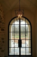 Puerta Francesa Moderna de Lujo Antirrobo para el Hogar, de Hierro Forjado y Acero, con Doble Arco Interior de Vidrio y Cerradura, para Balcón de Apartamento