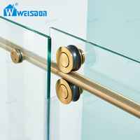 Weisdon Bon Prix Rectangle Or En Acier Inoxydable Sans Cadre Porte De Douche En Verre Trempé Salle De Douche