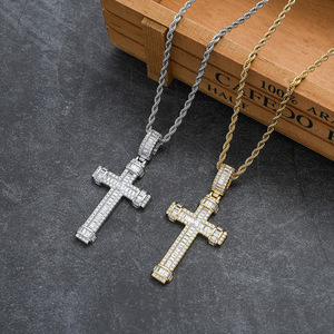 จี้รูปกางเขน, เครื่องประดับฮิปฮอป, ทองแดงประดับเพทายสไตล์วินเทจ, สร้อยคอรูปกางเขนแบบเป่าโถว - Product Image 3