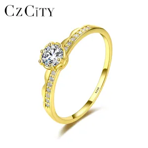 CZCITY plaqué or en argent Sterling fleur dentelle anneaux 2023 femmes mode bague