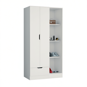 Armario Toccoa con un cajón y estantes abiertos, mueble de almacenamiento moderno para dormitorio, color blanco - Product Image 1