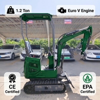 Mini-excavatrice Kubota de 1,2 tonne, micro-excavatrice homologuée EPA, excavatrice compacte sur chenilles, Euro 5, petite pelle pour travaux de jardinage et agricoles