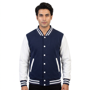 Chaqueta Varsity con Detalles de Ribete, Tela de Sarga de Algodón, Bolsillo Interior, Ideal para Fanáticos que Asisten a Conciertos y Festivales - Product Image 1