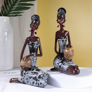 Estatua Africana Vintage, Escultura Hecha a Mano, Figuritas Afroamericanas, Dama Tribal Exótica, Obra de Arte Africana para Decoración del Hogar - Product Image 4