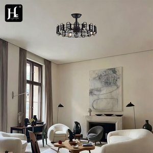 Lustre en cristal de style boîte ronde en fer pour restaurants, hôtels et villas – Nouvelle lampe en cristal moderne de style chinois Zen - Product Image 6