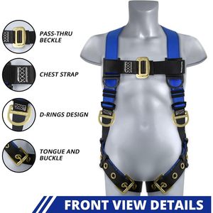 Heavy Duty uomo costruzione completo del corpo del tetto cintura di sicurezza imbracatura protezione anticaduta 5 punto di regolazione posteriore D-Ring - Product Image 2